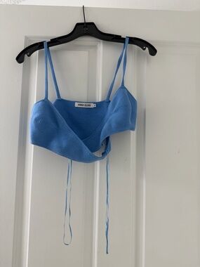Anna Quan Bright Blue Knit Tank with Tie Straps